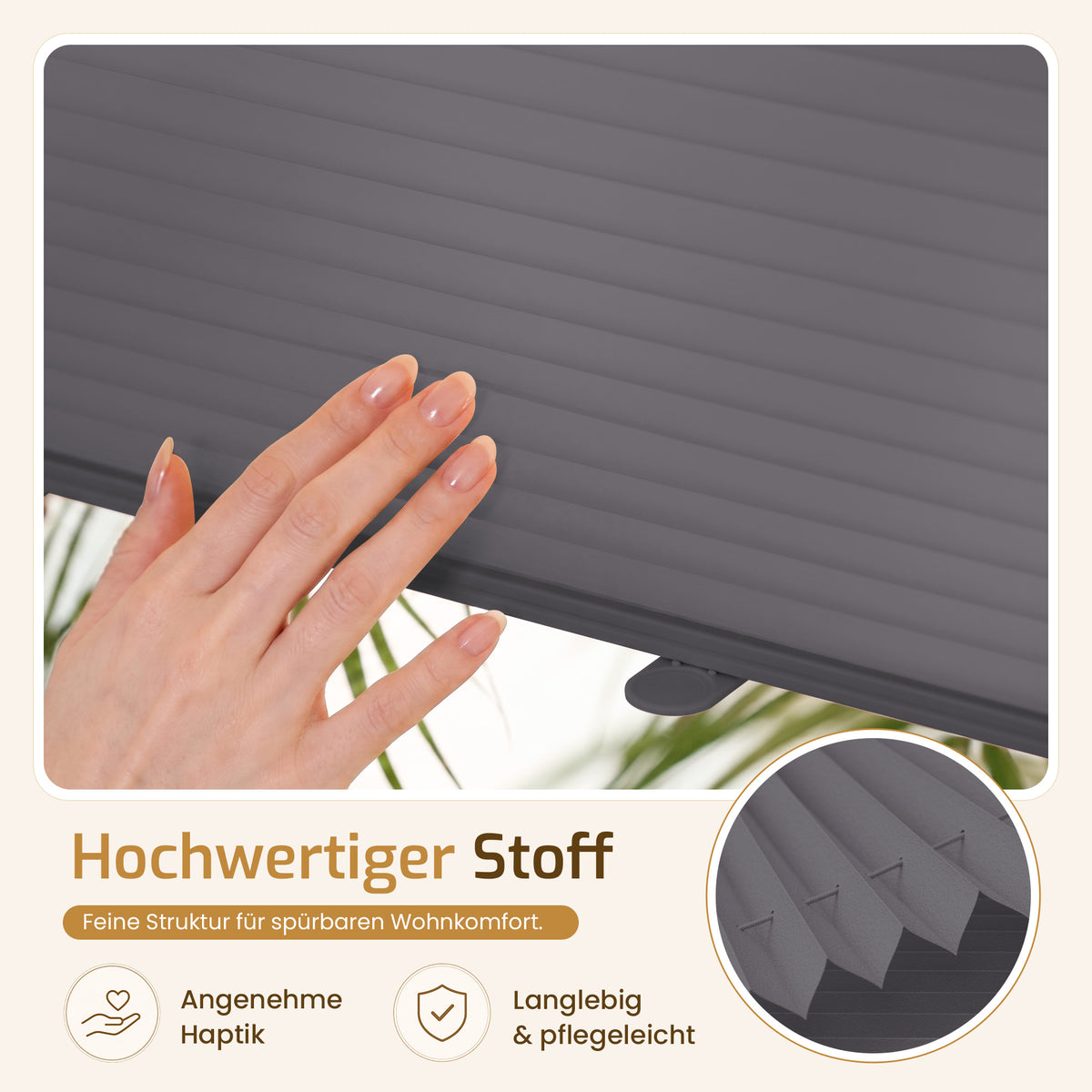 Lichtdurchlässiges Plissee Klemmfix ohne Bohren –Anthrazit