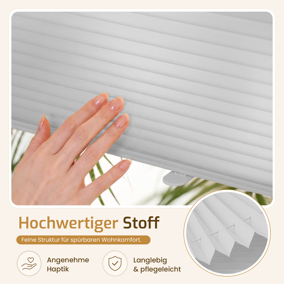Lichtdurchlässiges Plissee Klemmfix ohne Bohren – Grau