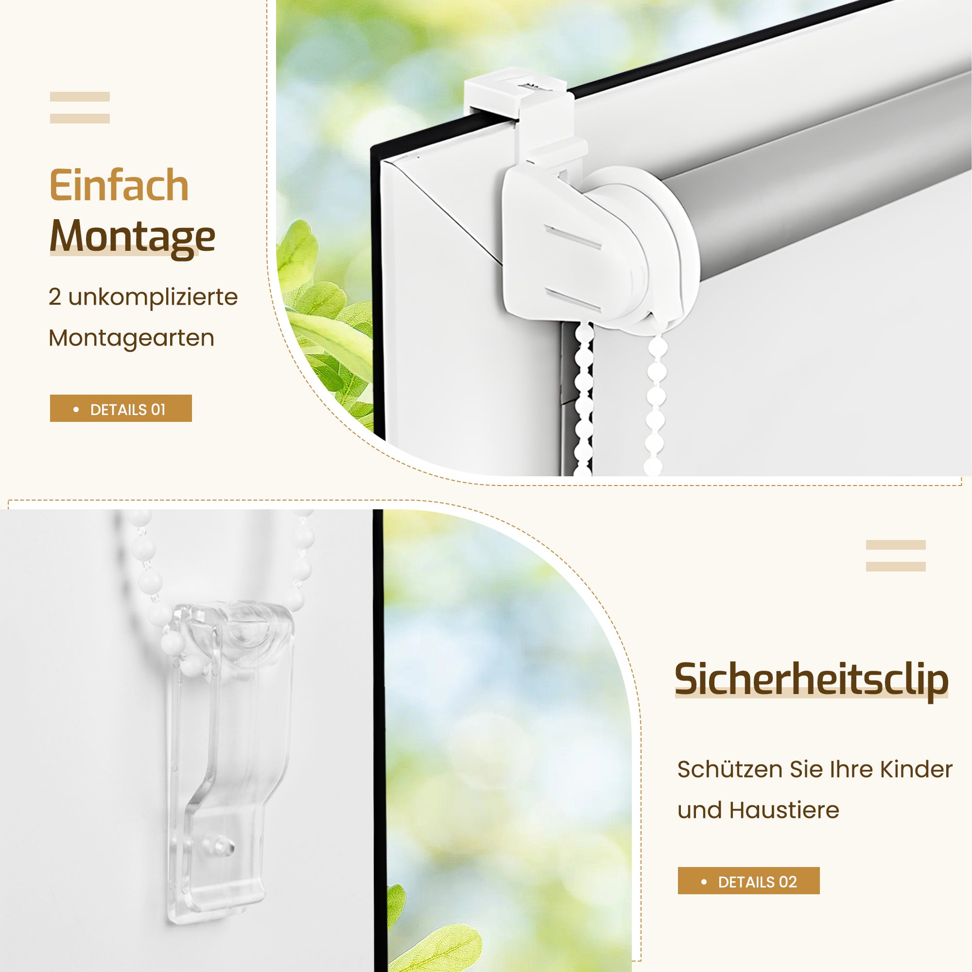 Verdunkelungsrollo Klemmfix ohne Bohren mit Thermo-Effekt – Weiß