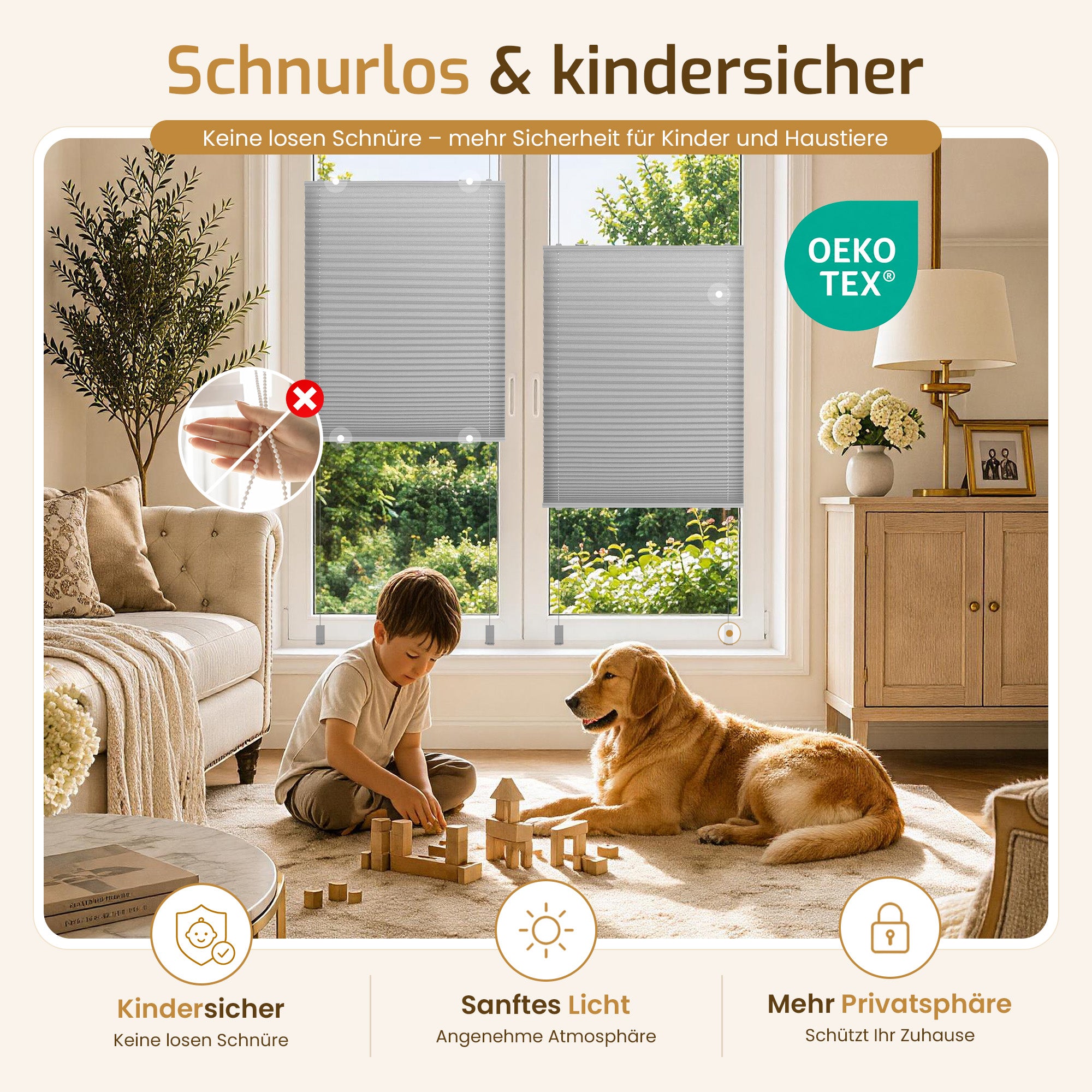 Lichtdurchlässiges Plissee Klemmfix ohne Bohren – Grau