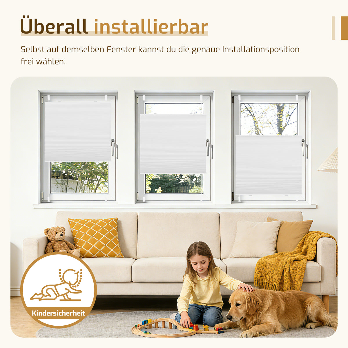 Verdunkelndes Wabenplissee Klemmfix ohne Bohren mit Thermo-Effekt – Weiß/Weiß