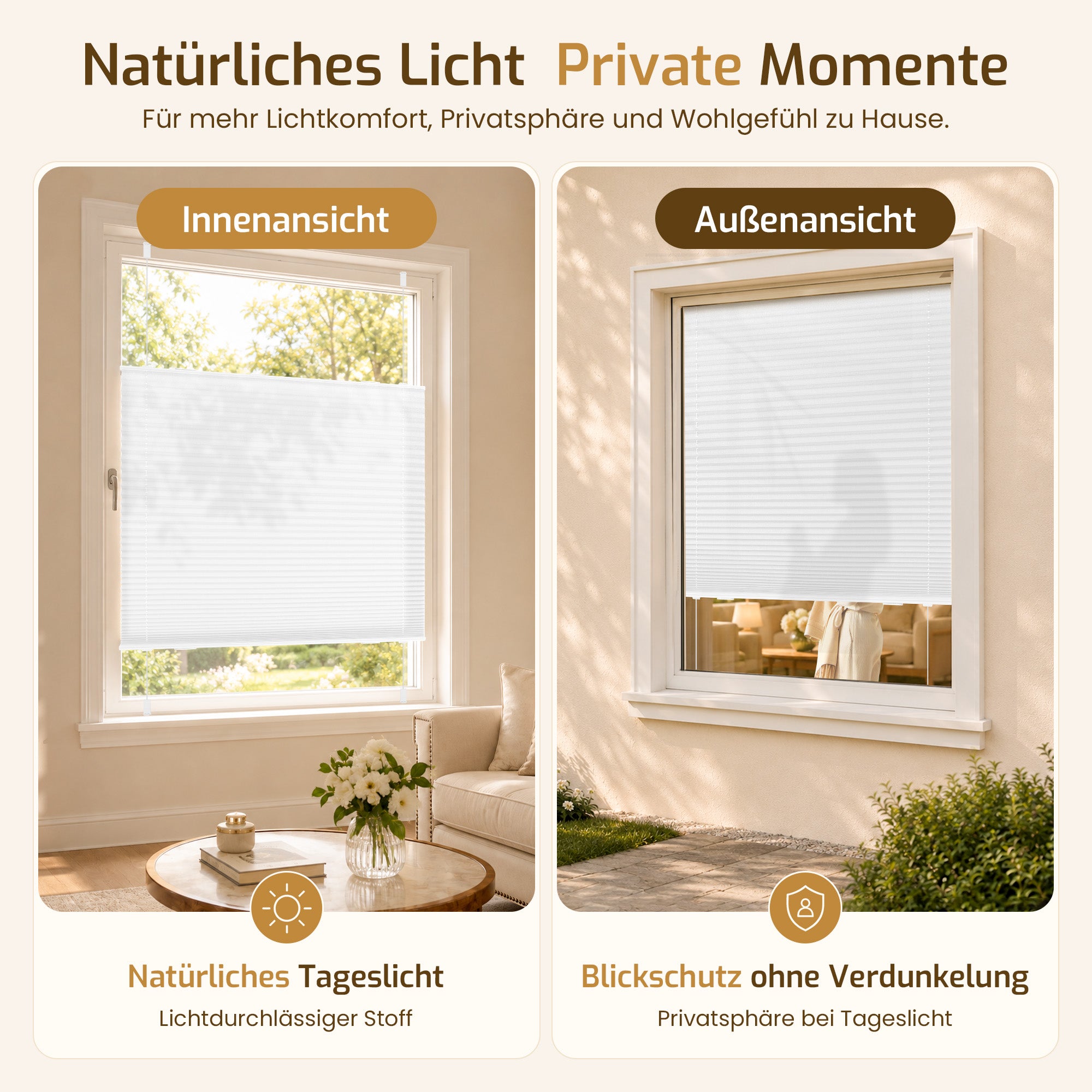 Lichtdurchlässiges Plissee Klemmfix ohne Bohren – Weiß