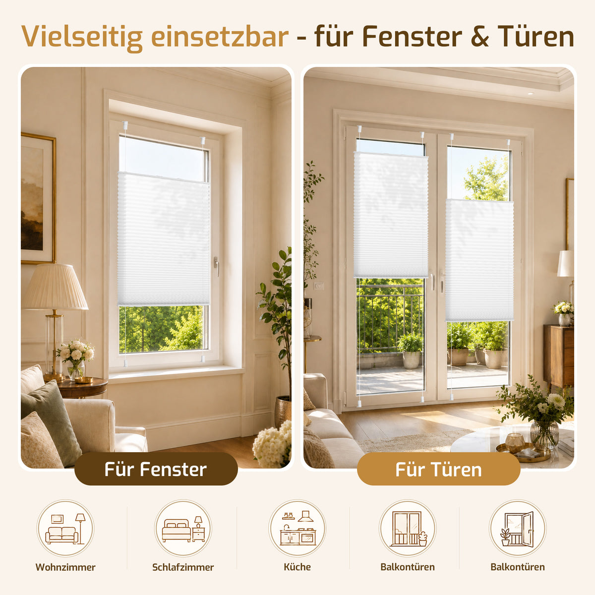 Lichtdurchlässiges Plissee Klemmfix ohne Bohren – Weiß