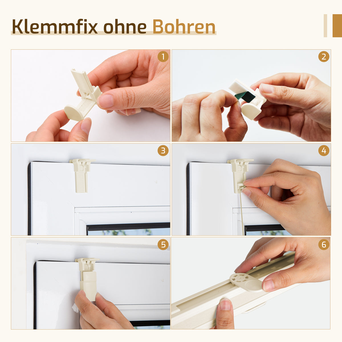 Lichtdurchlässiges Plissee Klemmfix ohne Bohren –Beige