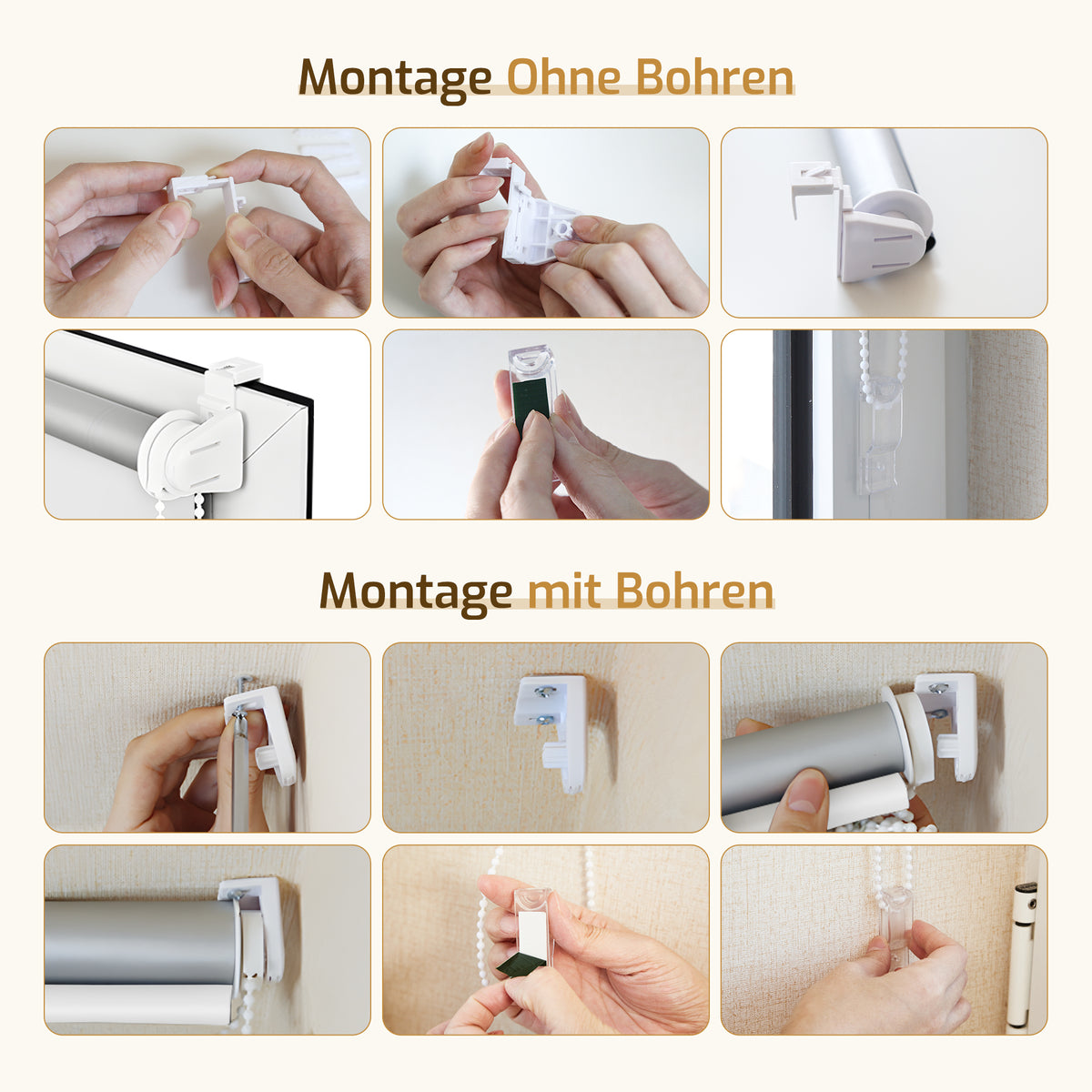 Verdunkelungsrollo Klemmfix ohne Bohren mit Thermo-Effekt – Weiß