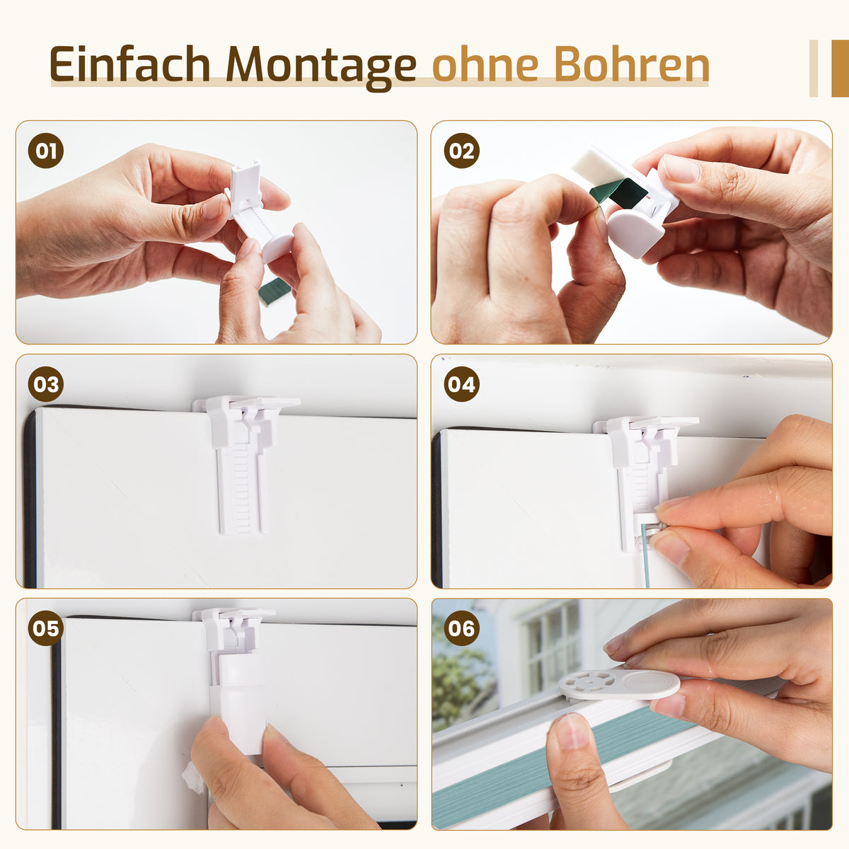 Verdunkelndes Wabenplissee Klemmfix ohne Bohren mit Thermo-Effekt –Weiß/Hellblau