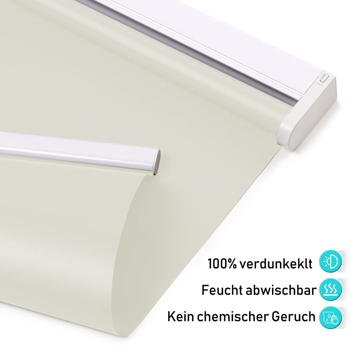 Elektrisches Akku-Rollo M130 nach Maß – lichtdurchlässig oder verdunkelnd