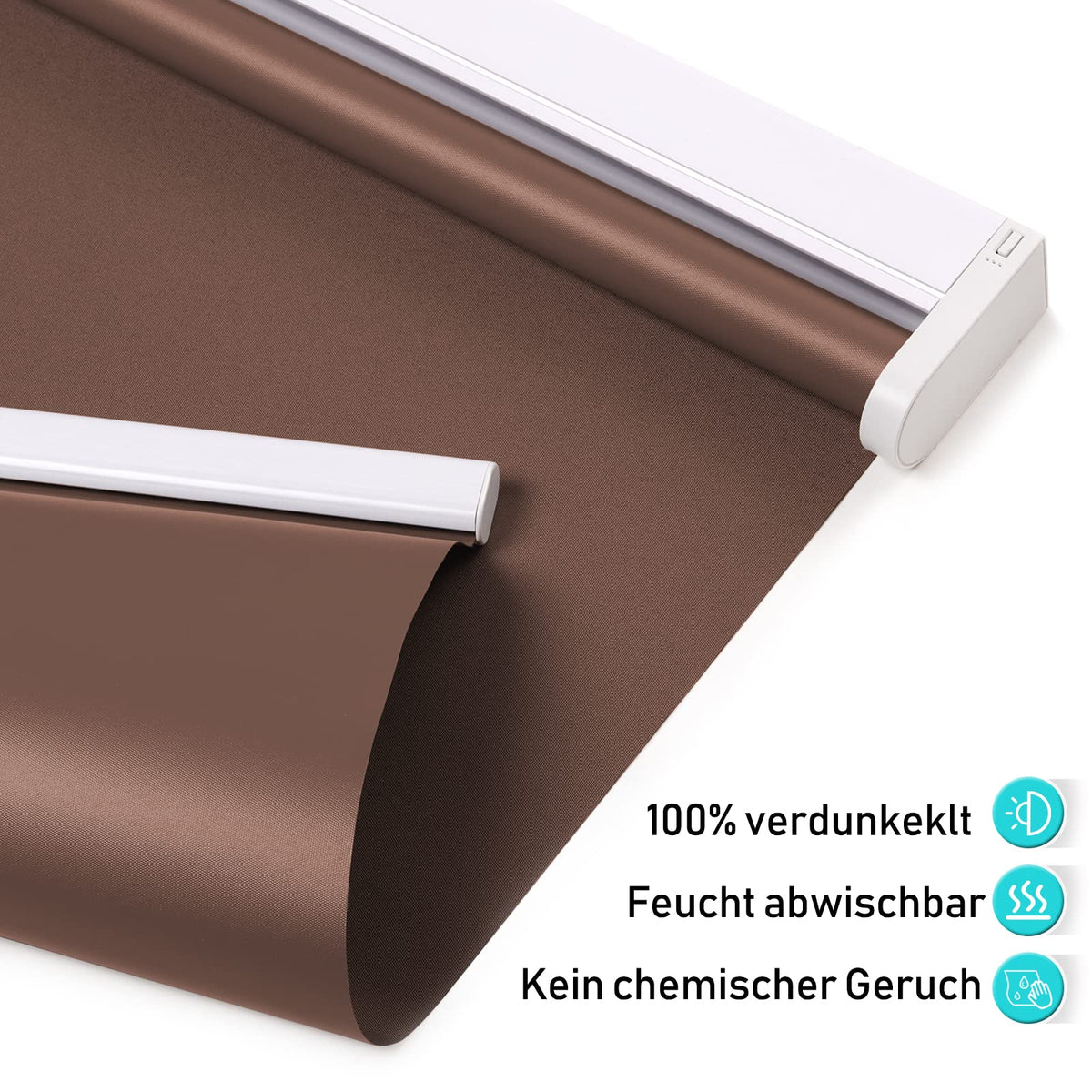 Elektrisches Akku-Rollo M130 nach Maß – lichtdurchlässig oder verdunkelnd