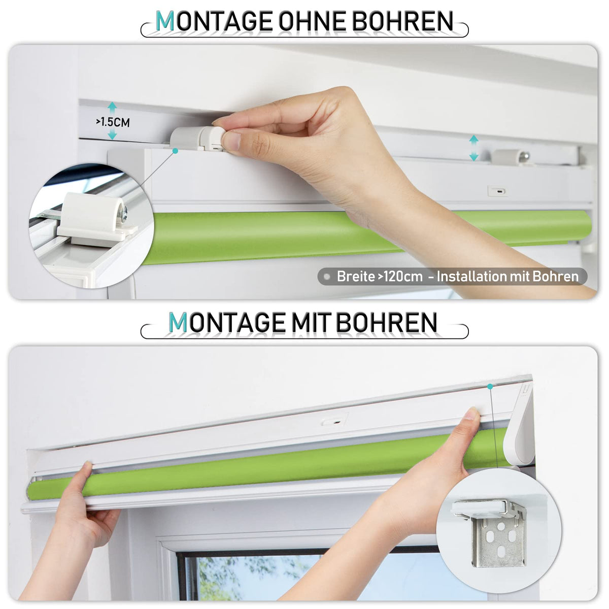 Elektrisches Akku-Rollo M130 nach Maß – lichtdurchlässig oder verdunkelnd