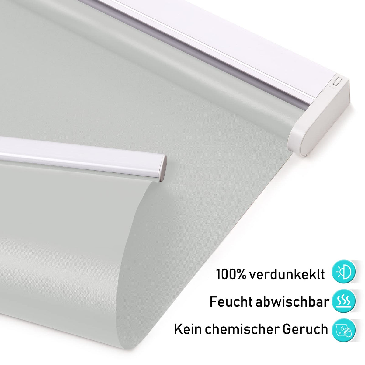 Elektrisches Akku-Rollo M130 nach Maß – lichtdurchlässig oder verdunkelnd