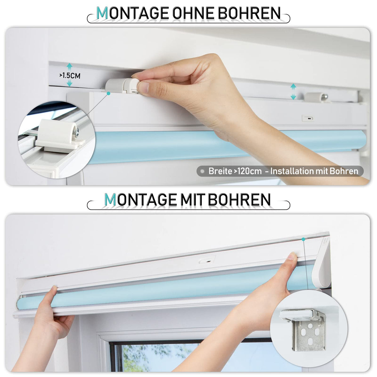 Elektrisches Akku-Rollo M130 nach Maß – lichtdurchlässig oder verdunkelnd