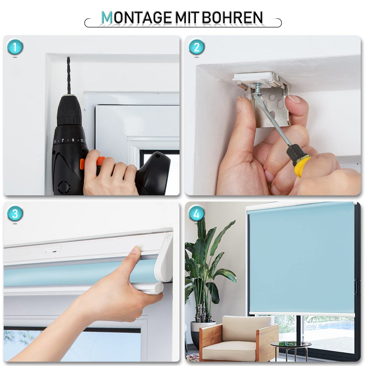 Elektrisches Akku-Rollo M130 nach Maß – lichtdurchlässig oder verdunkelnd