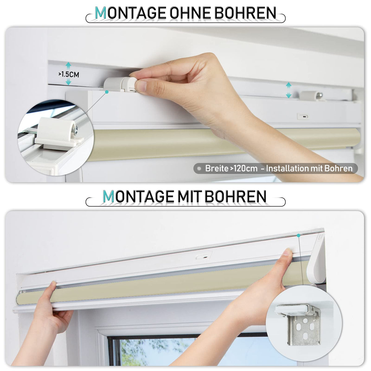 Elektrisches Akku-Rollo M130 nach Maß – lichtdurchlässig oder verdunkelnd