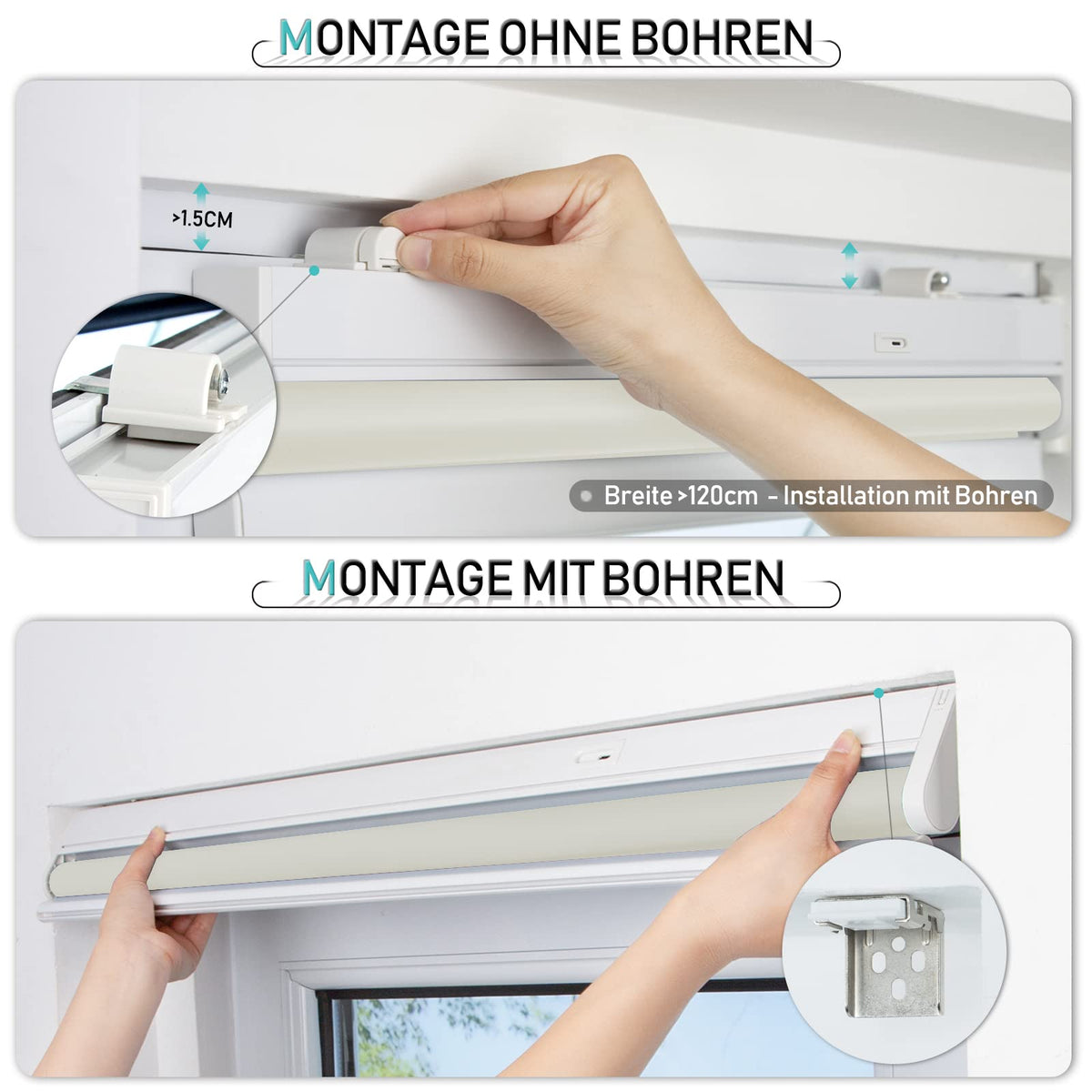 Elektrisches Akku-Rollo M130 nach Maß – lichtdurchlässig oder verdunkelnd
