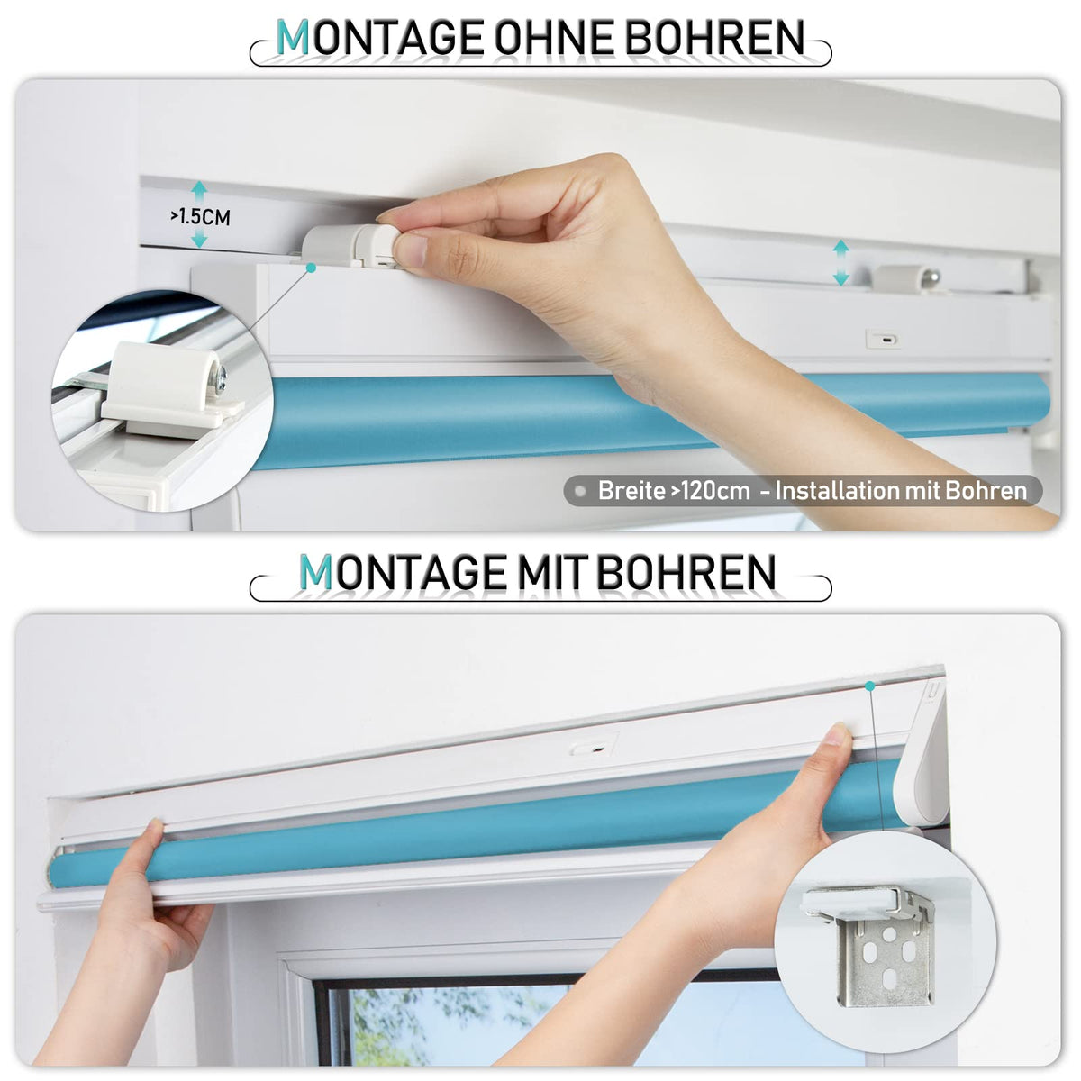 Elektrisches Akku-Rollo M130 nach Maß – lichtdurchlässig oder verdunkelnd