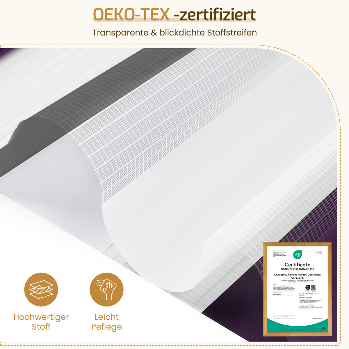 Doppelrollo Klemmfix ohne Bohren –Weiß/Anthrazit/Aubergine