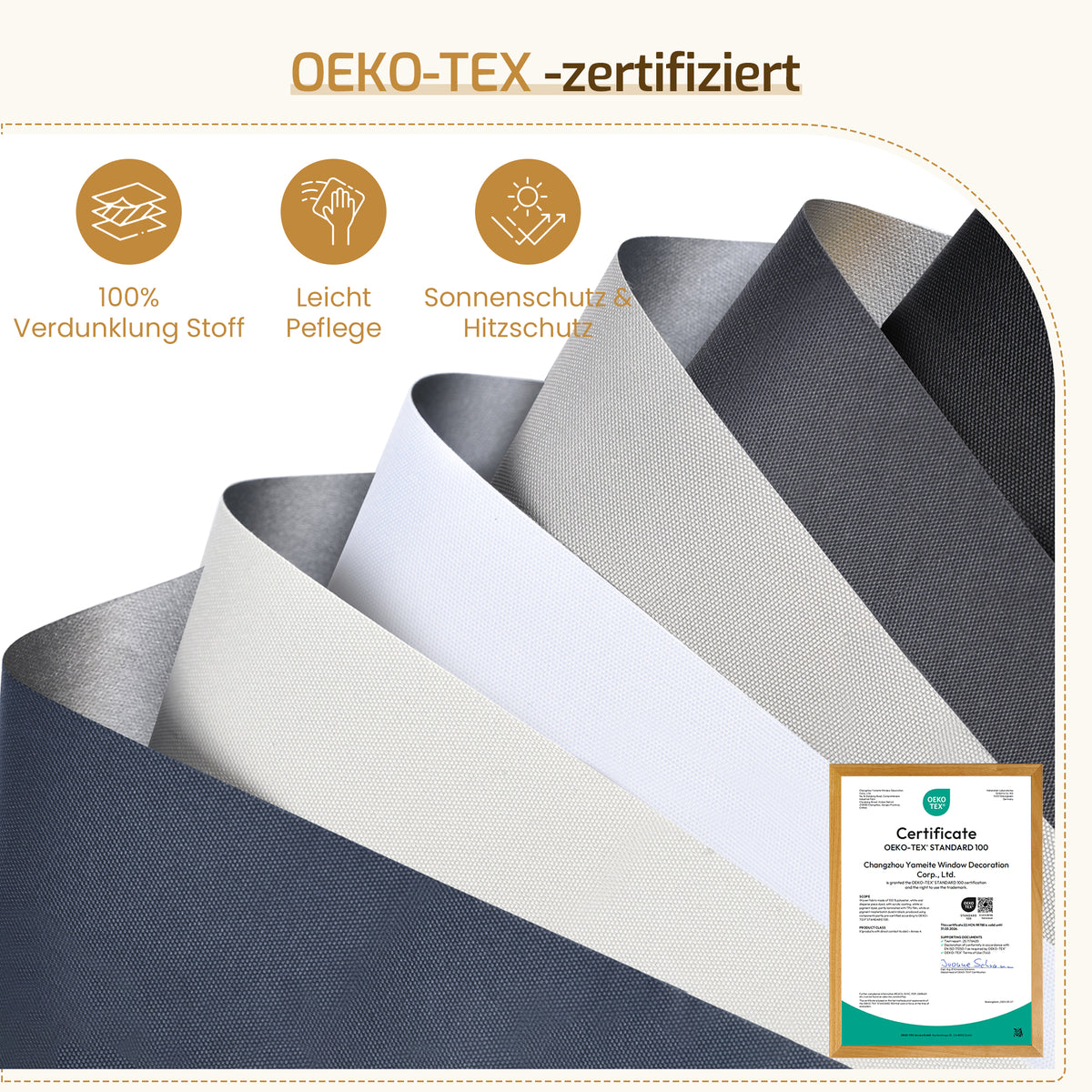 Verdunkelungsrollo Klemmfix ohne Bohren mit Thermo-Effekt – Weiß