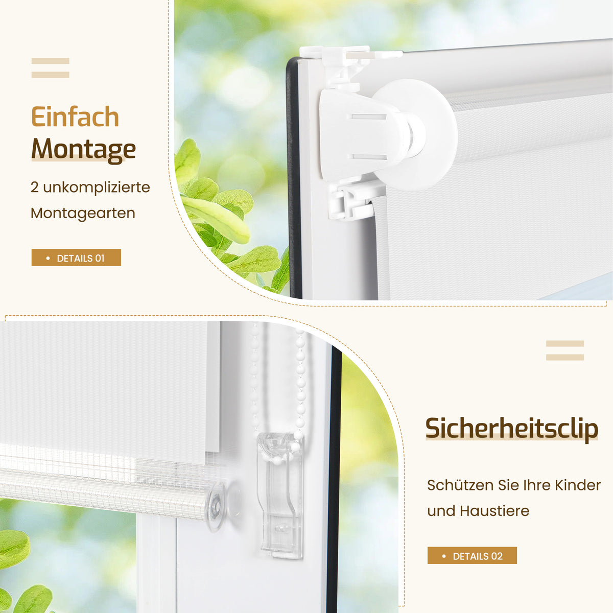 Doppelrollo Klemmfix ohne Bohren – Weiß