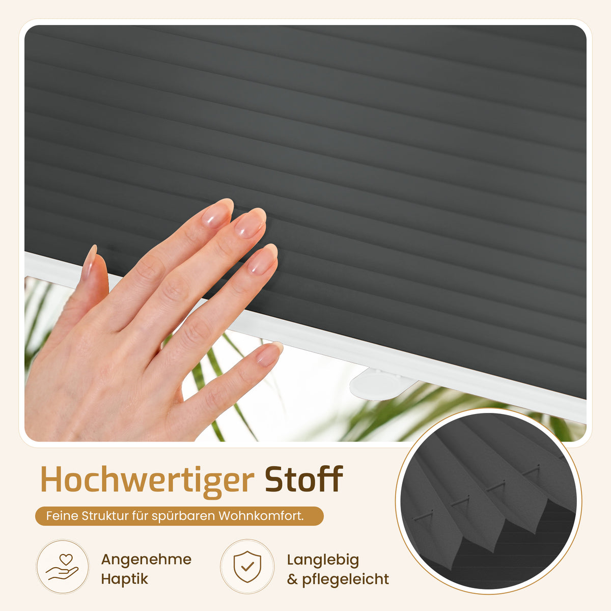 Lichtdurchlässiges Plissee Klemmfix ohne Bohren – Schwarz