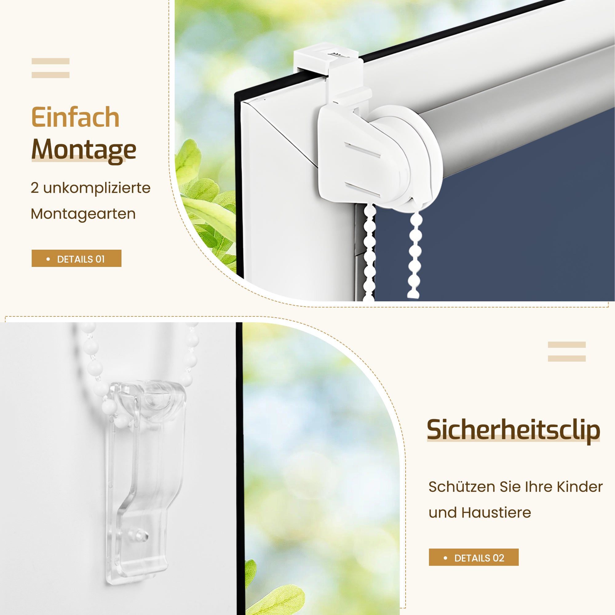 Verdunkelungsrollo Klemmfix ohne Bohren mit Thermo-Effekt – Dunkelblau