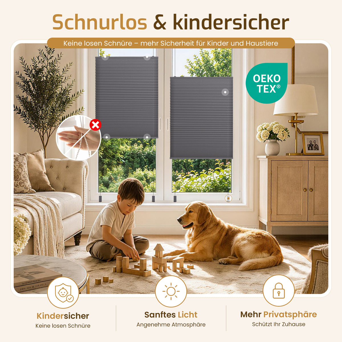 Lichtdurchlässiges Plissee Klemmfix ohne Bohren –Anthrazit