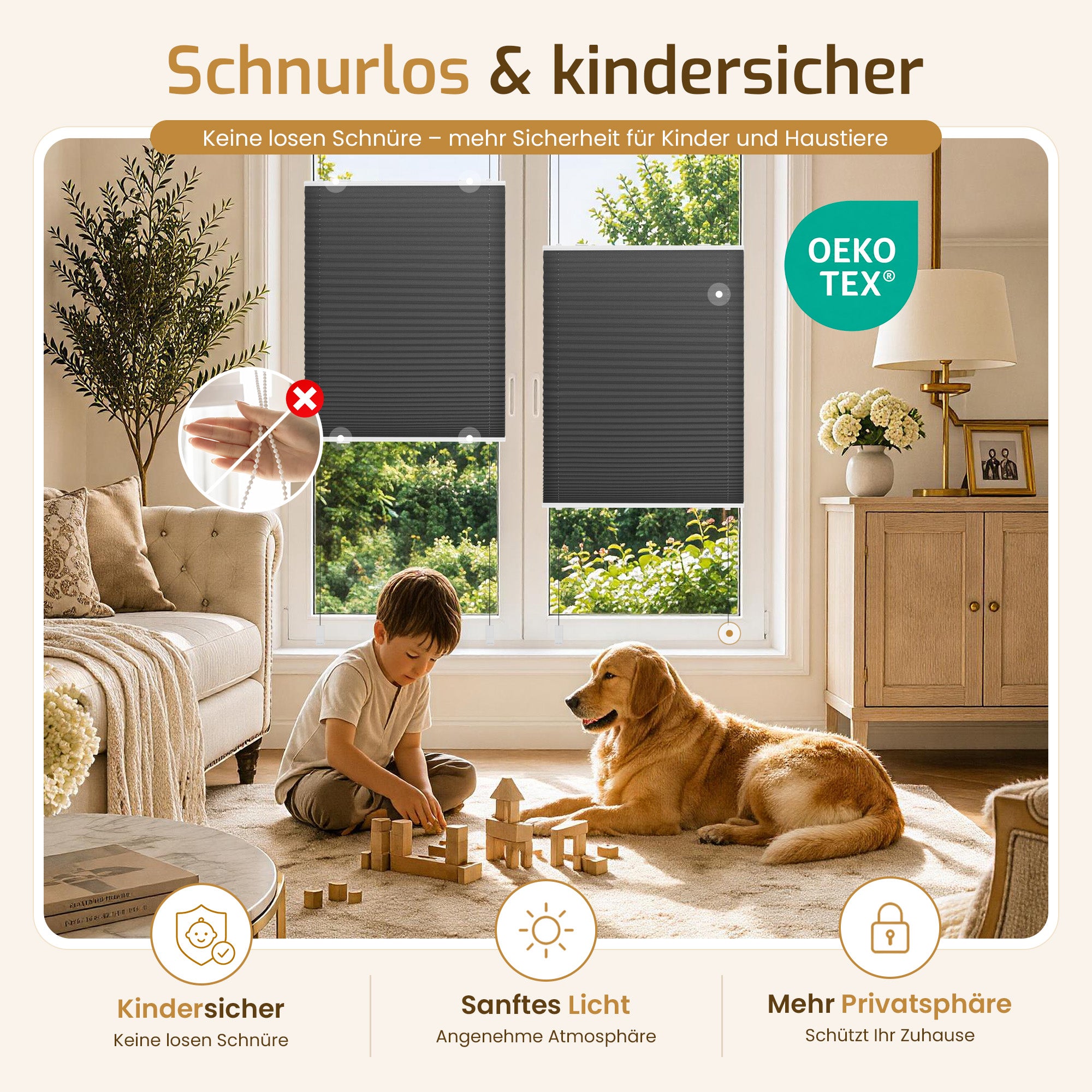 Lichtdurchlässiges Plissee Klemmfix ohne Bohren – Schwarz