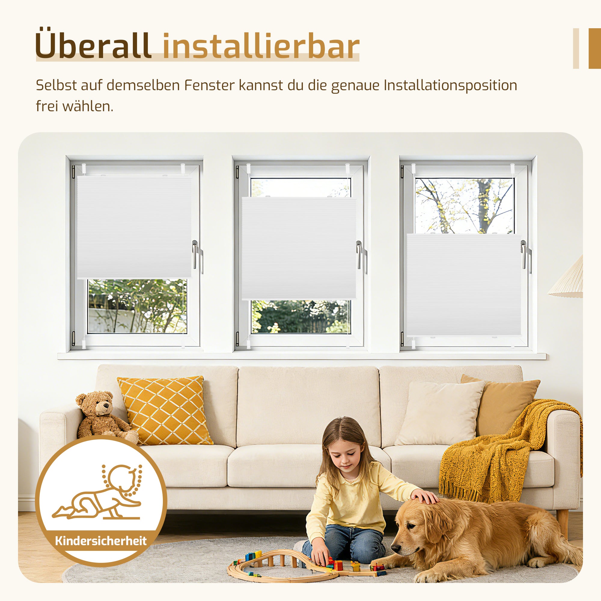 Verdunkelndes Wabenplissee Klemmfix ohne Bohren mit Thermo-Effekt – Weiß/Weiß