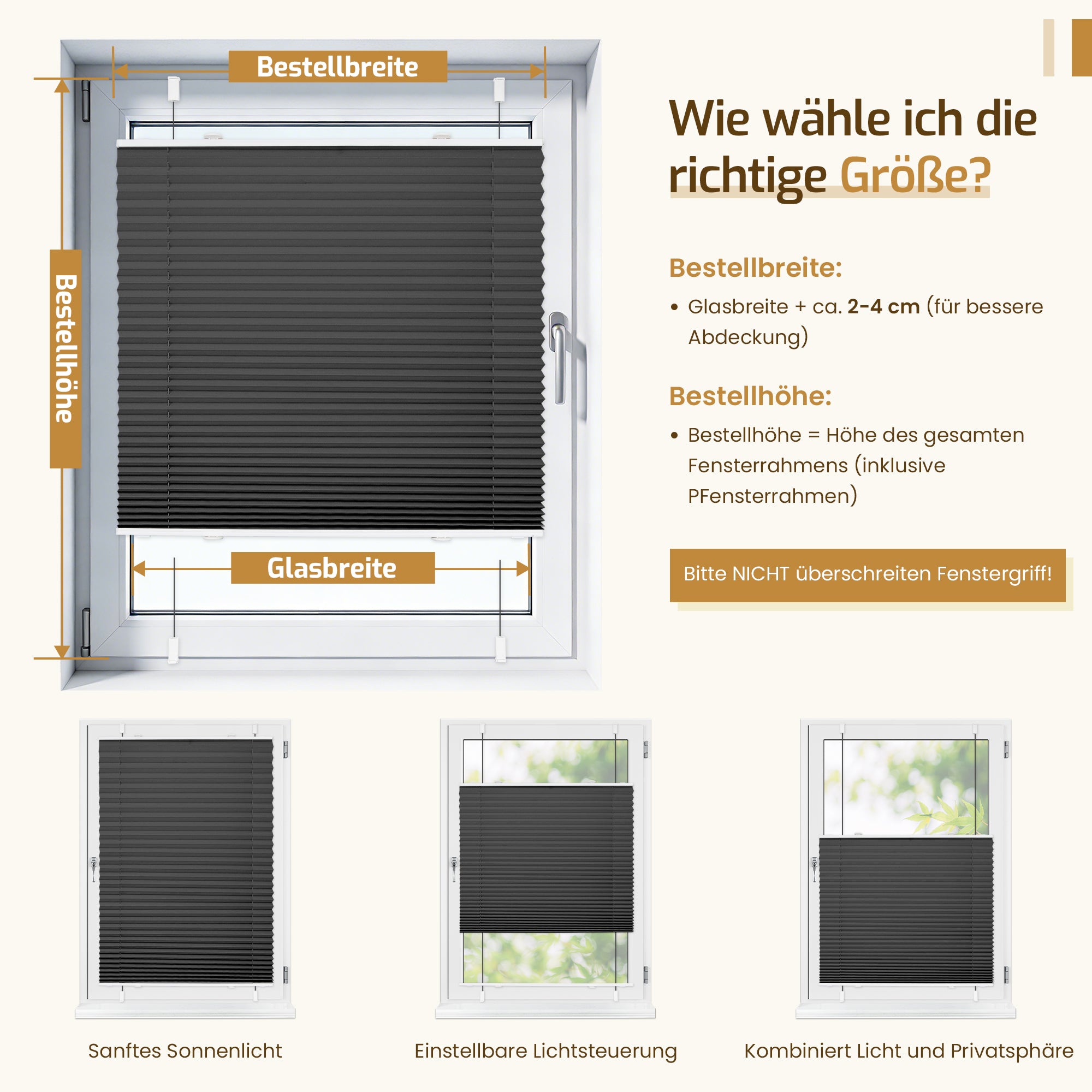 Lichtdurchlässiges Plissee Klemmfix ohne Bohren – Schwarz