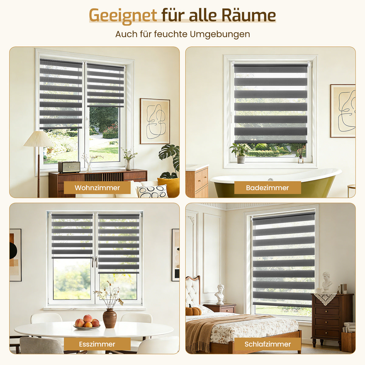 Doppelrollo Duo Rollo Klemmfix ohne Bohren Anthrazit