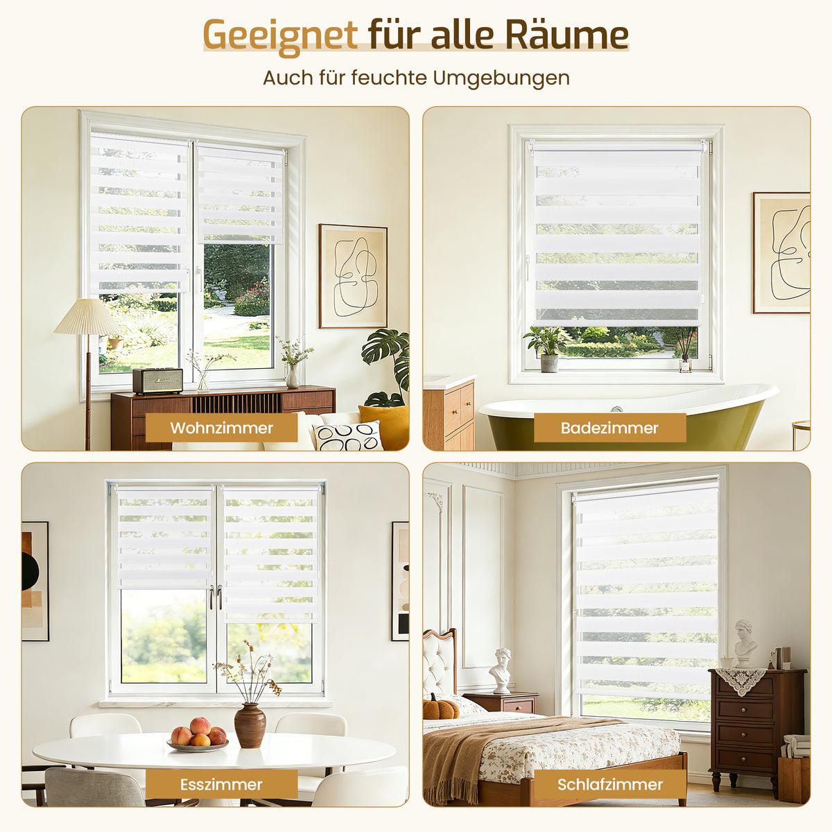 Doppelrollo Klemmfix ohne Bohren – Weiß
