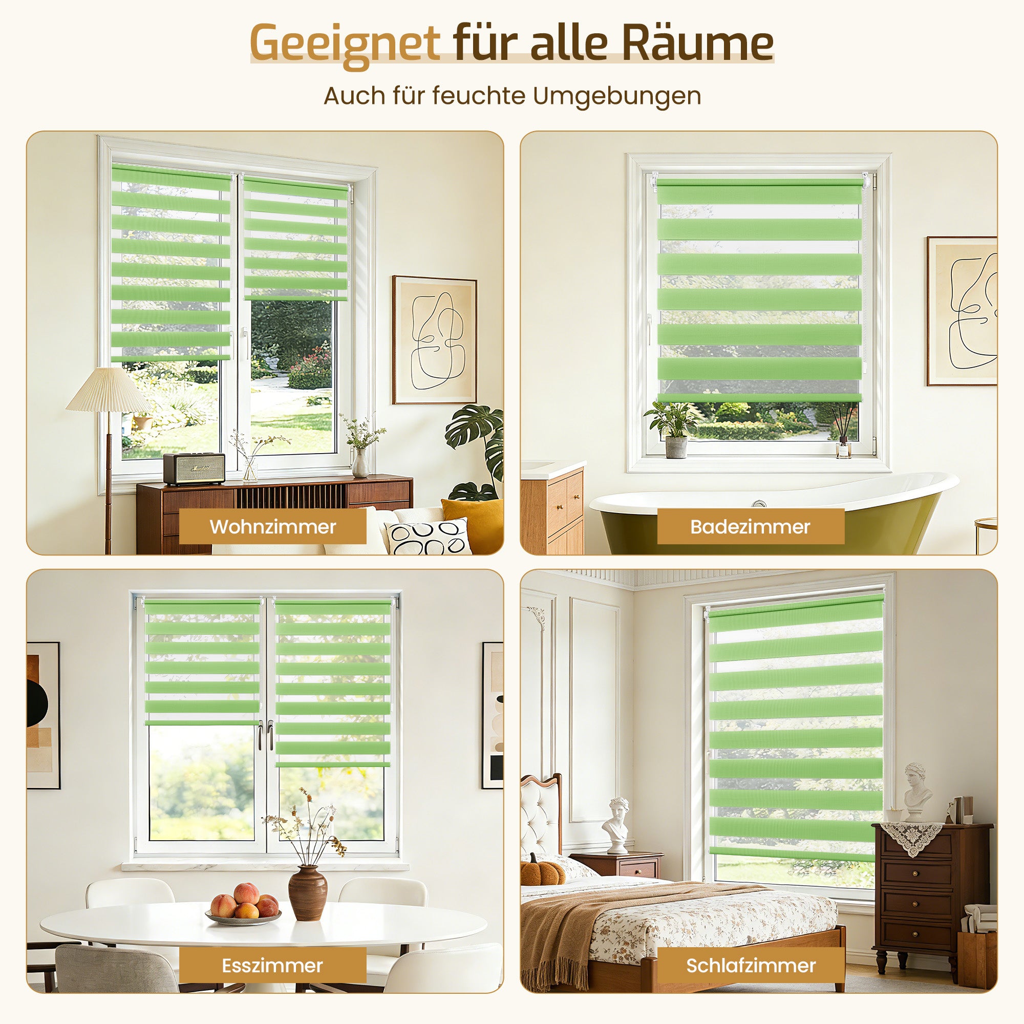 Doppelrollo Duo Rollo Klemmfix ohne Bohren Grün