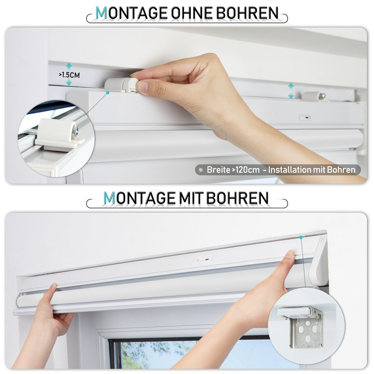 Elektrisches Akku-Rollo M130 nach Maß – lichtdurchlässig oder verdunkelnd