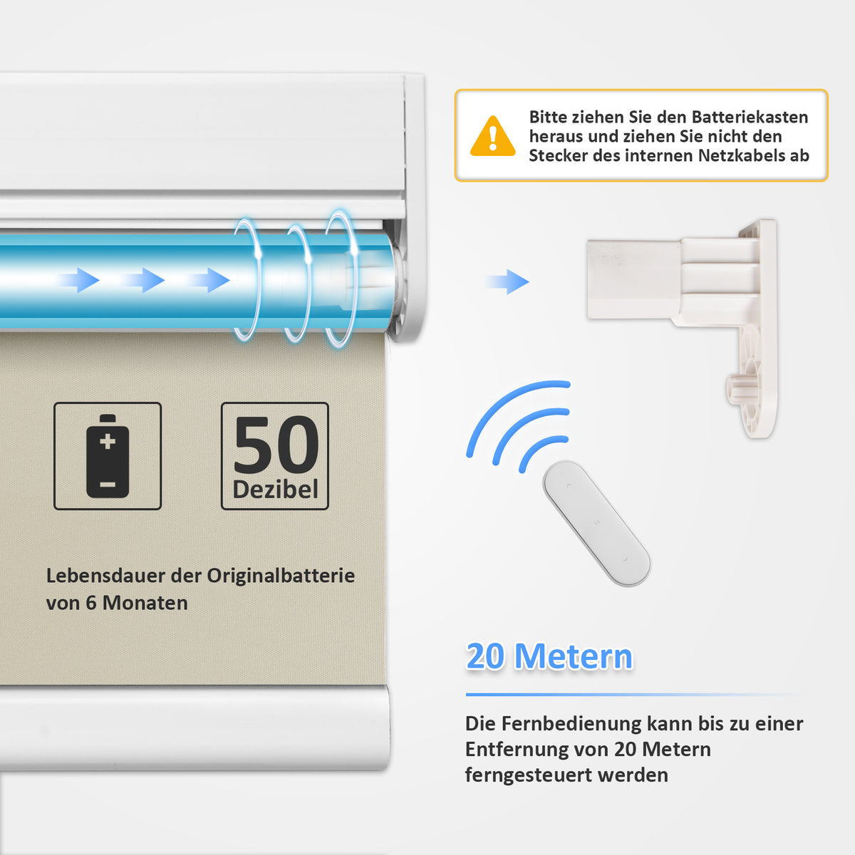 Elektrisches Rollo M100 nach Maß – lichtdurchlässig oder verdunkelnd