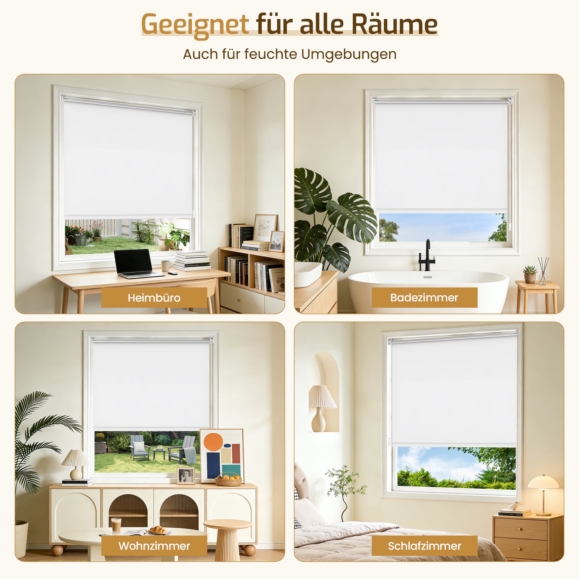 Verdunkelungsrollo Klemmfix ohne Bohren mit Thermo-Effekt – Weiß