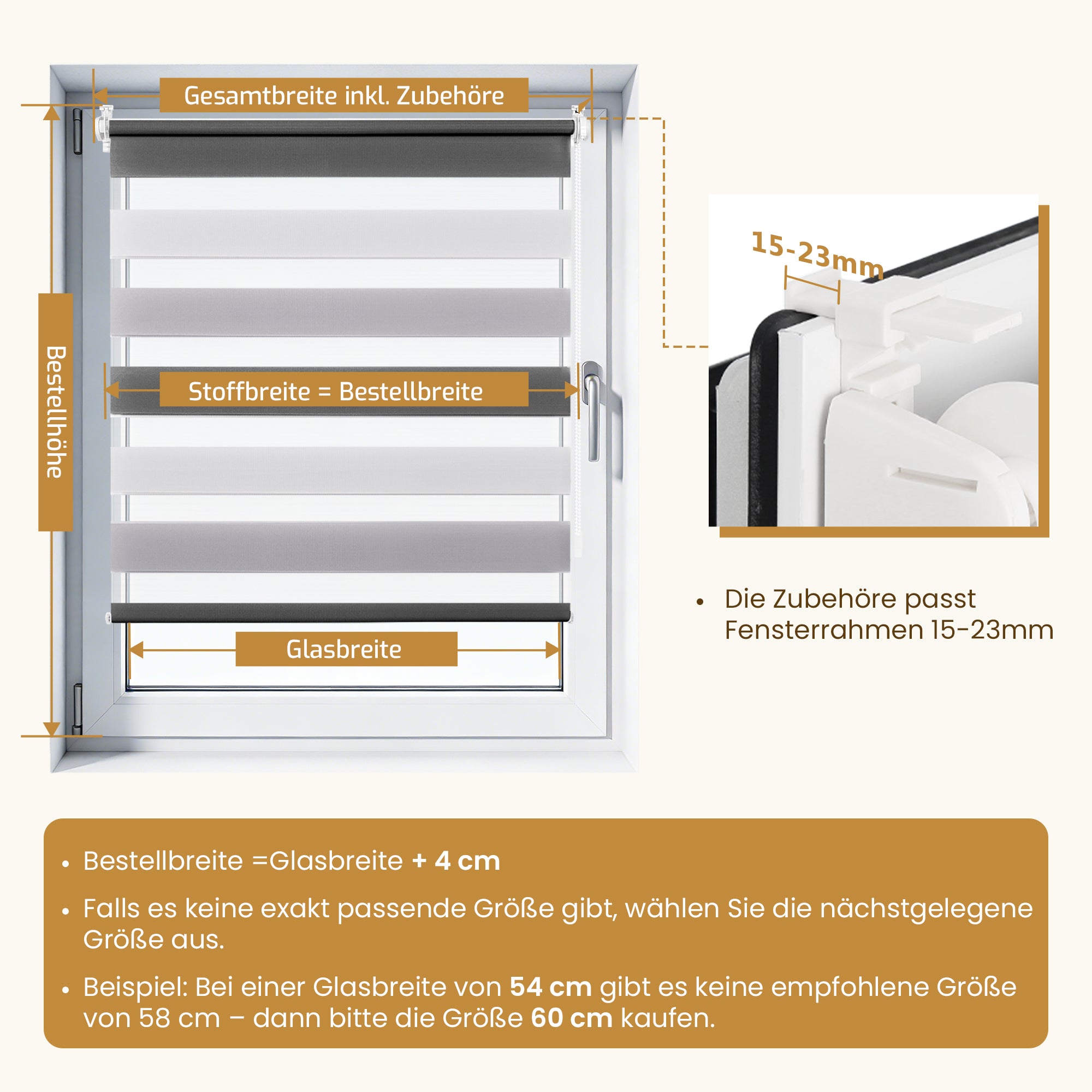 Doppelrollo Klemmfix ohne Bohren –Weiß/Grau/Anthrazit