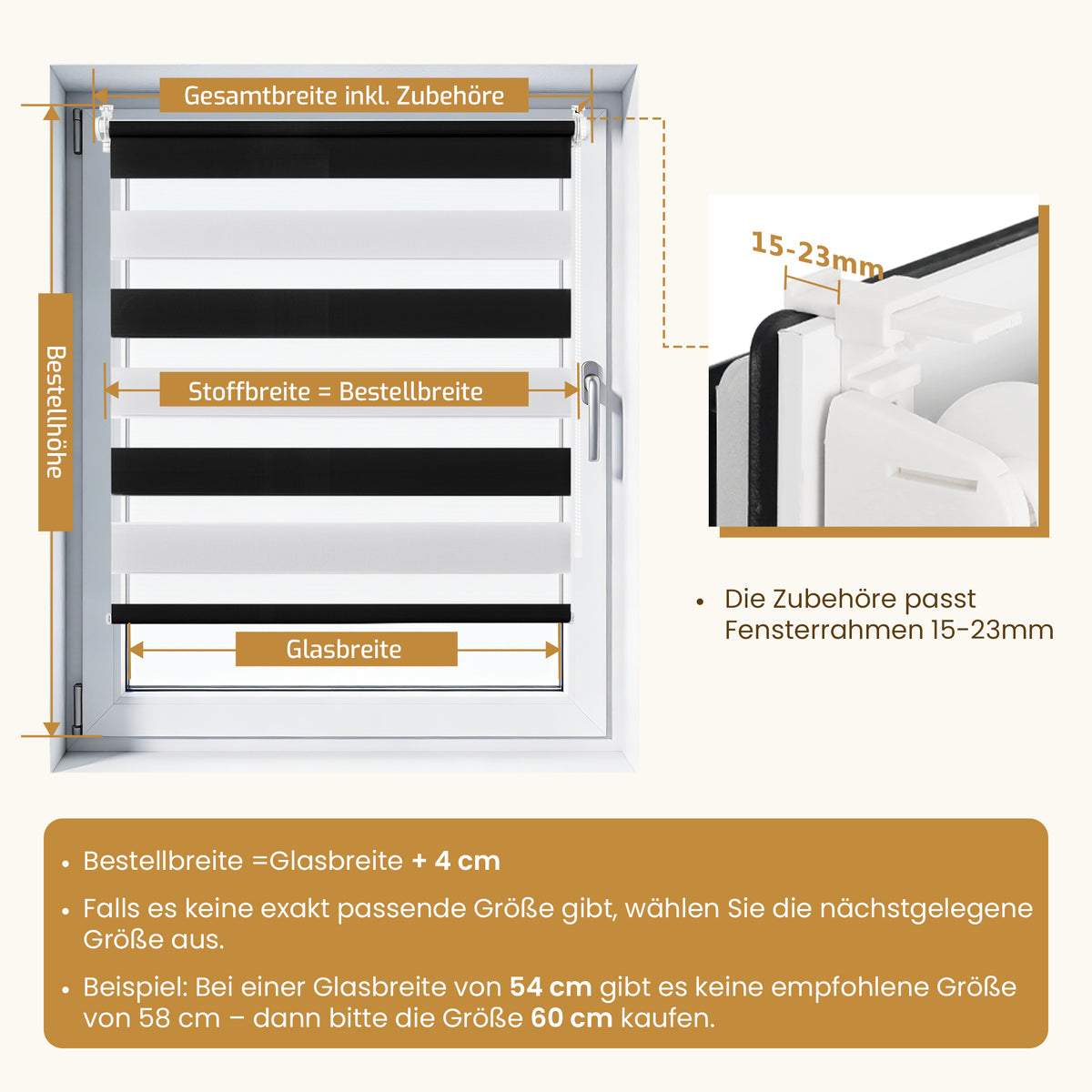 Doppelrollo Klemmfix ohne Bohren – Schwarz/Weiß