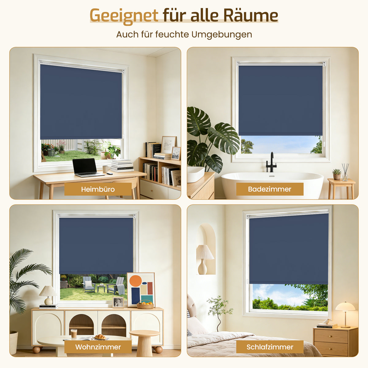 Verdunkelungsrollo Klemmfix ohne Bohren mit Thermo-Effekt – Dunkelblau