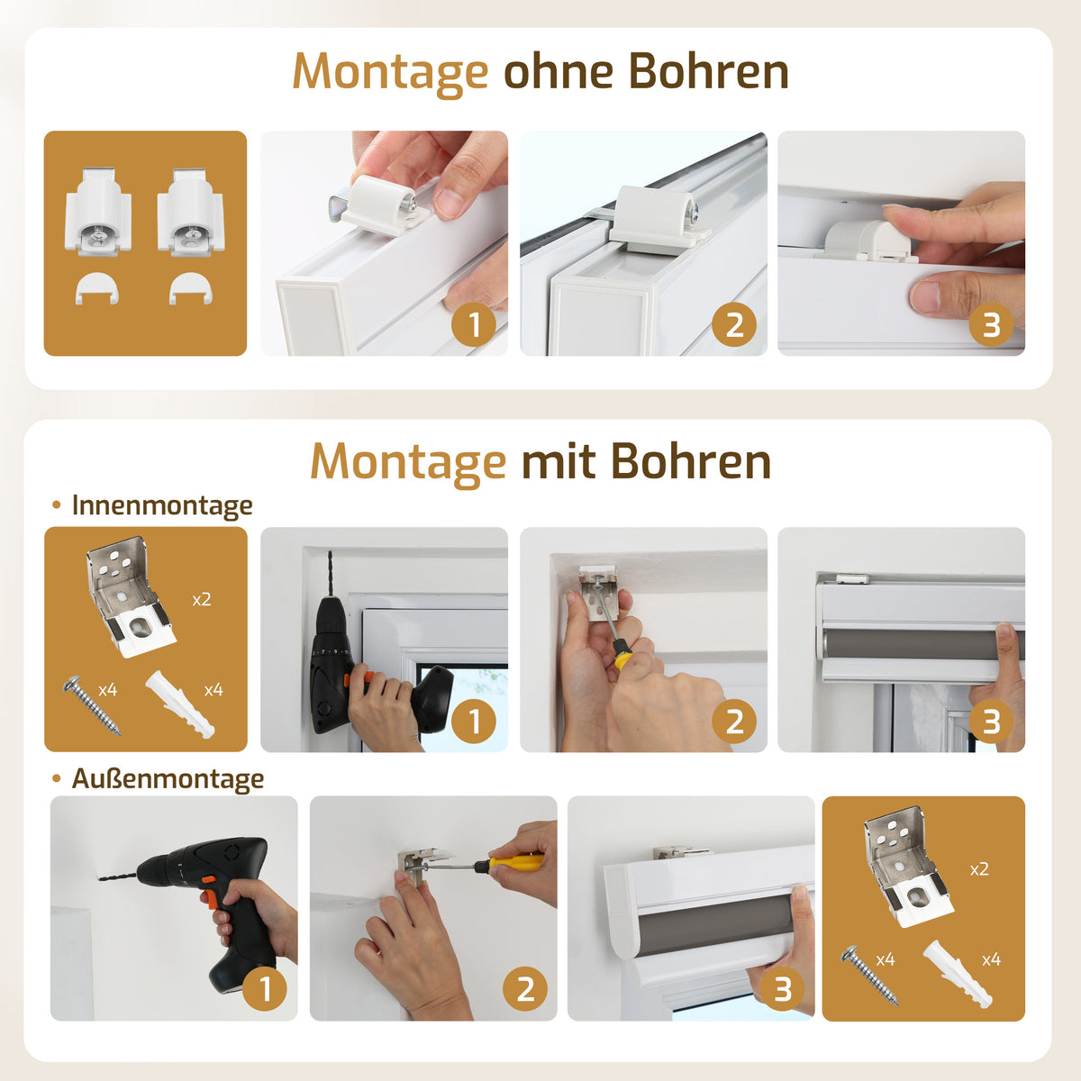 Elektrisches Verdunkelungsrollo M100 mit Batterie – Dunkelgrau
