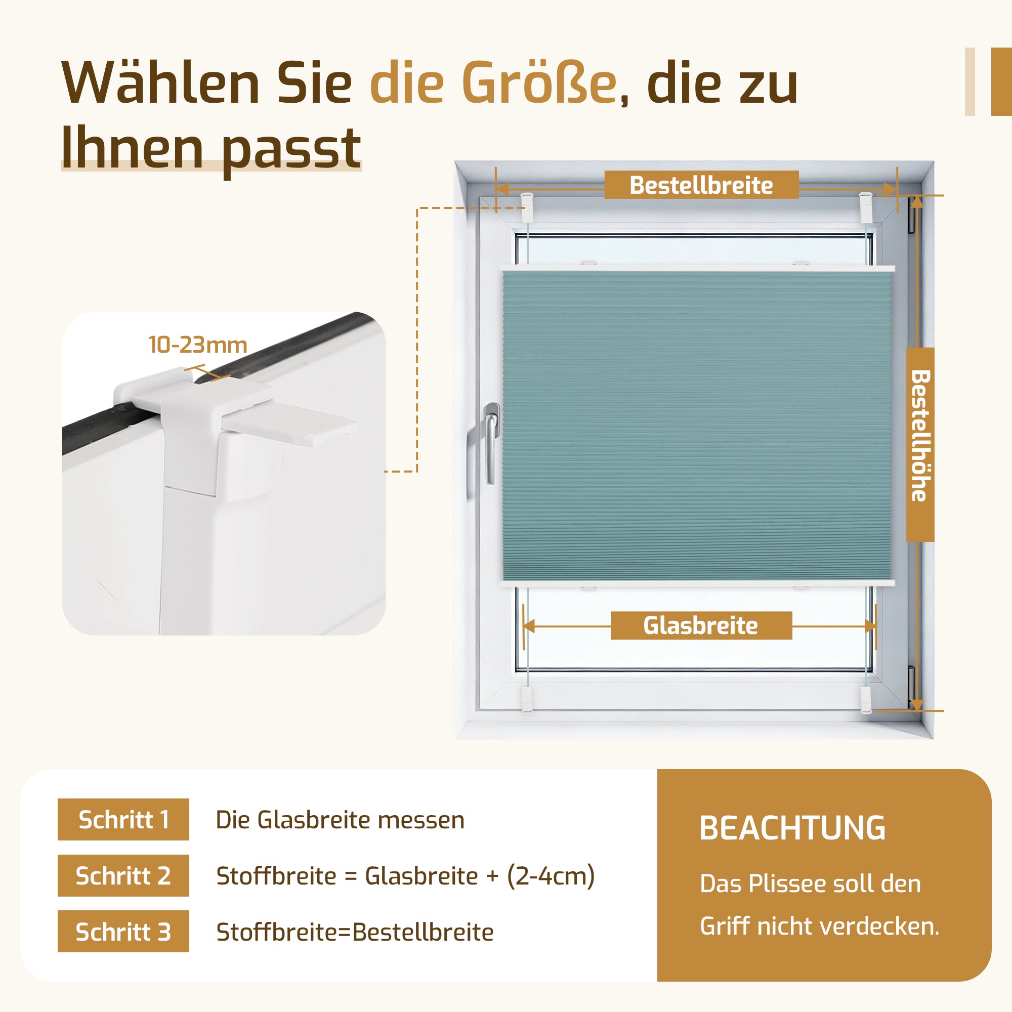 Verdunkelndes Wabenplissee Klemmfix ohne Bohren mit Thermo-Effekt –Weiß/Hellblau
