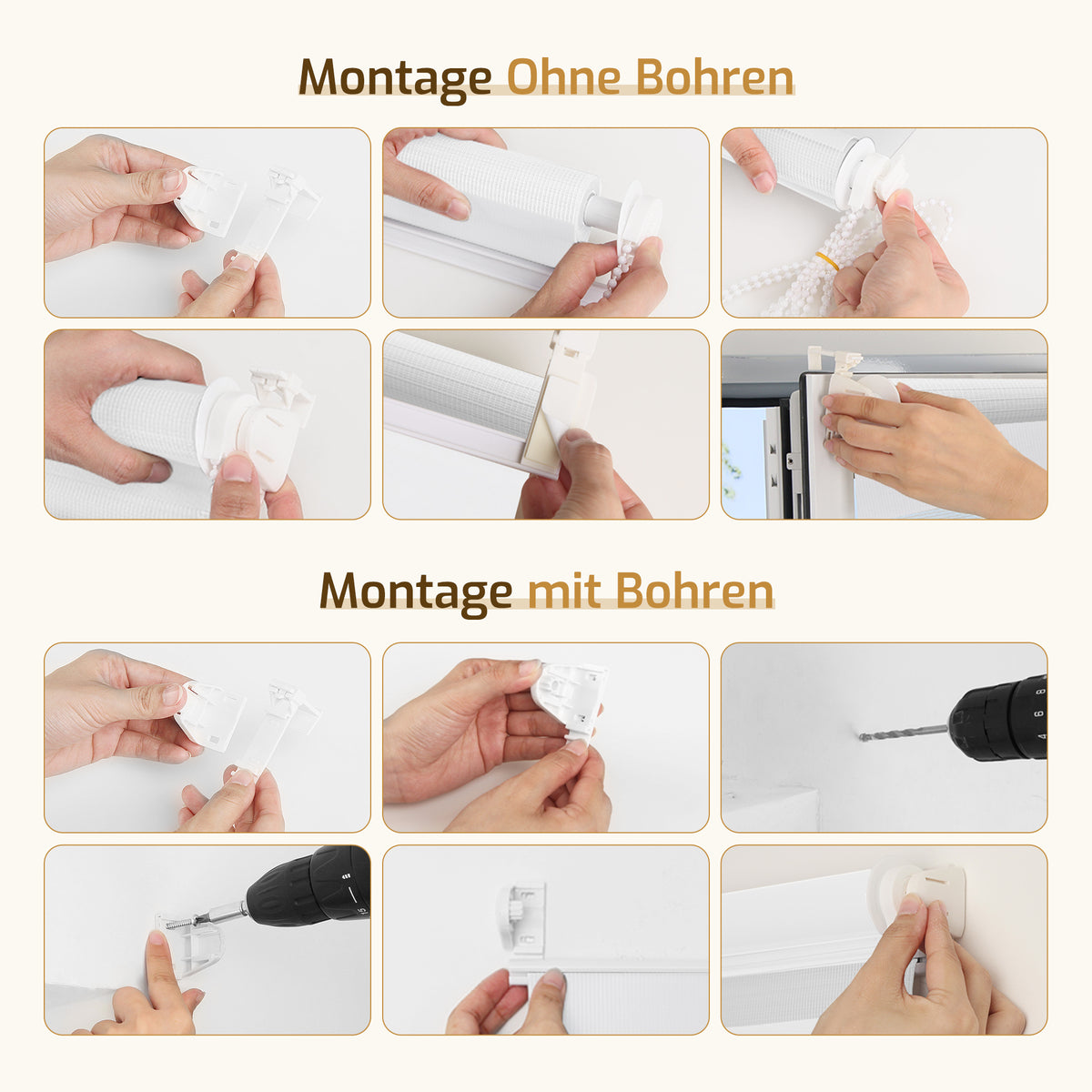 Doppelrollo Klemmfix ohne Bohren –Grün/Grau/Weiß