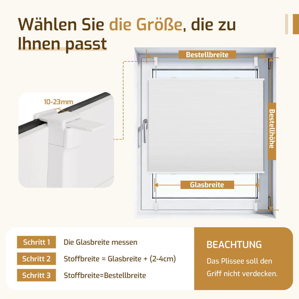 Verdunkelndes Wabenplissee Klemmfix ohne Bohren mit Thermo-Effekt – Weiß/Weiß