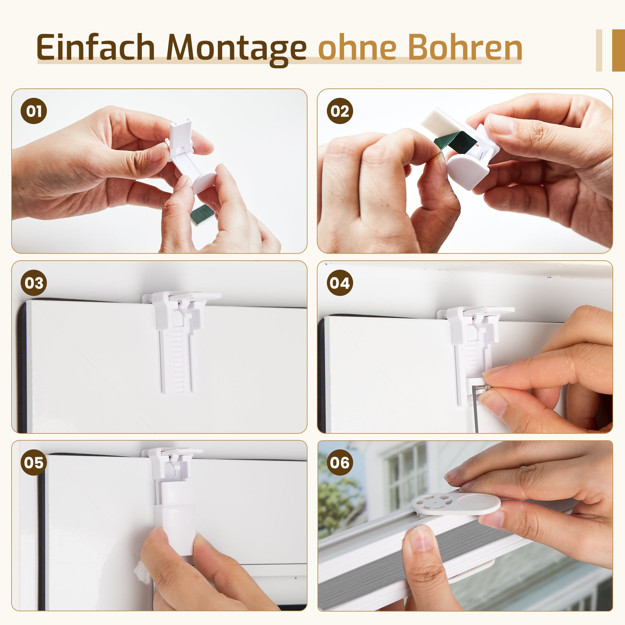 Verdunkelndes Wabenplissee Klemmfix ohne Bohren mit Thermo-Effekt – Weiß/Grau