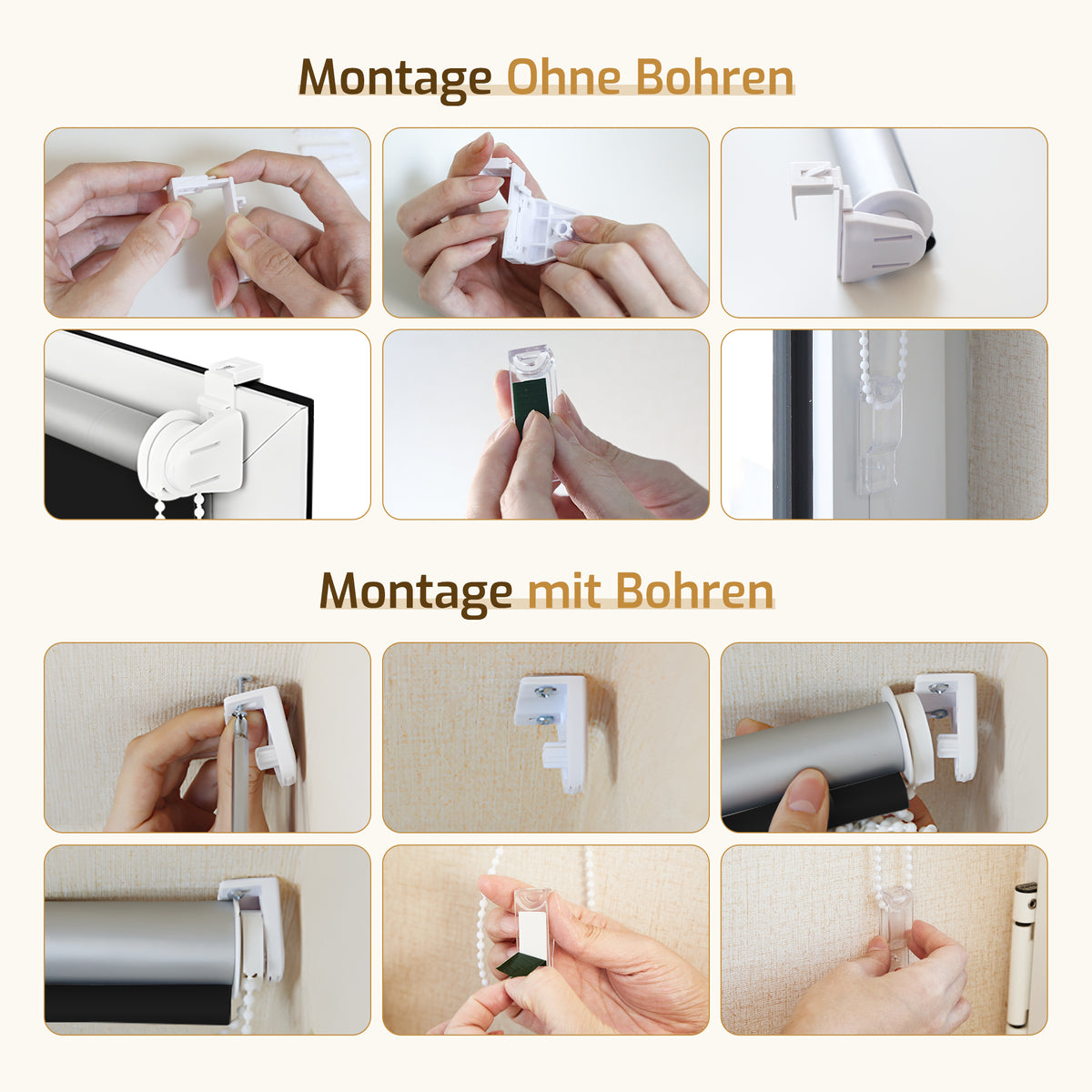 Verdunkelungsrollo Klemmfix ohne Bohren mit Thermo-Effekt – Schwarz