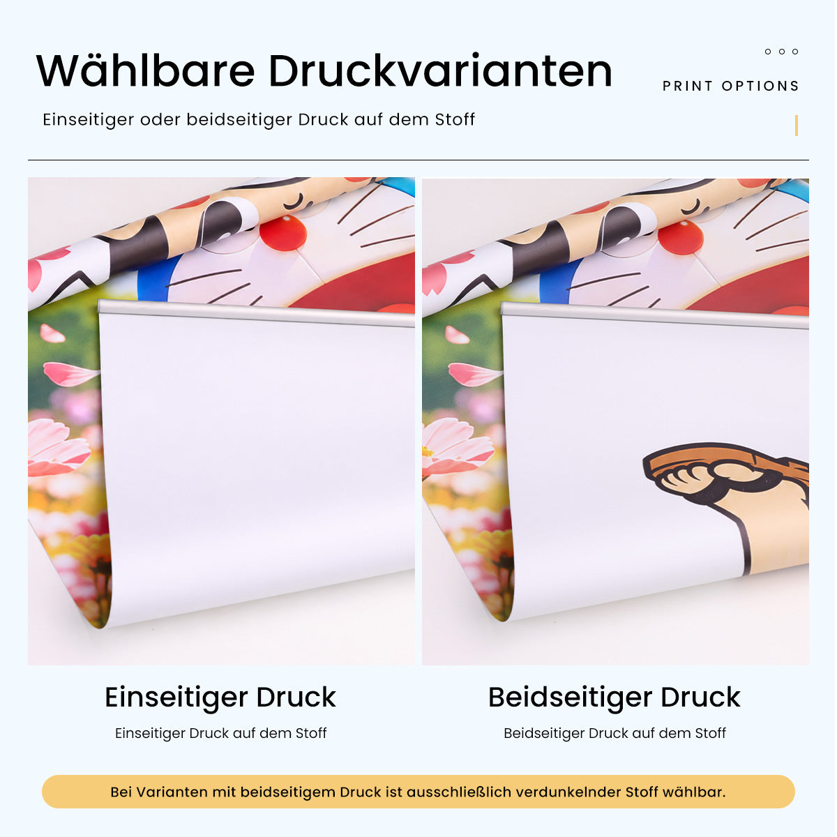 Fotorollo nach Maß mit austauschbarem Stoff
