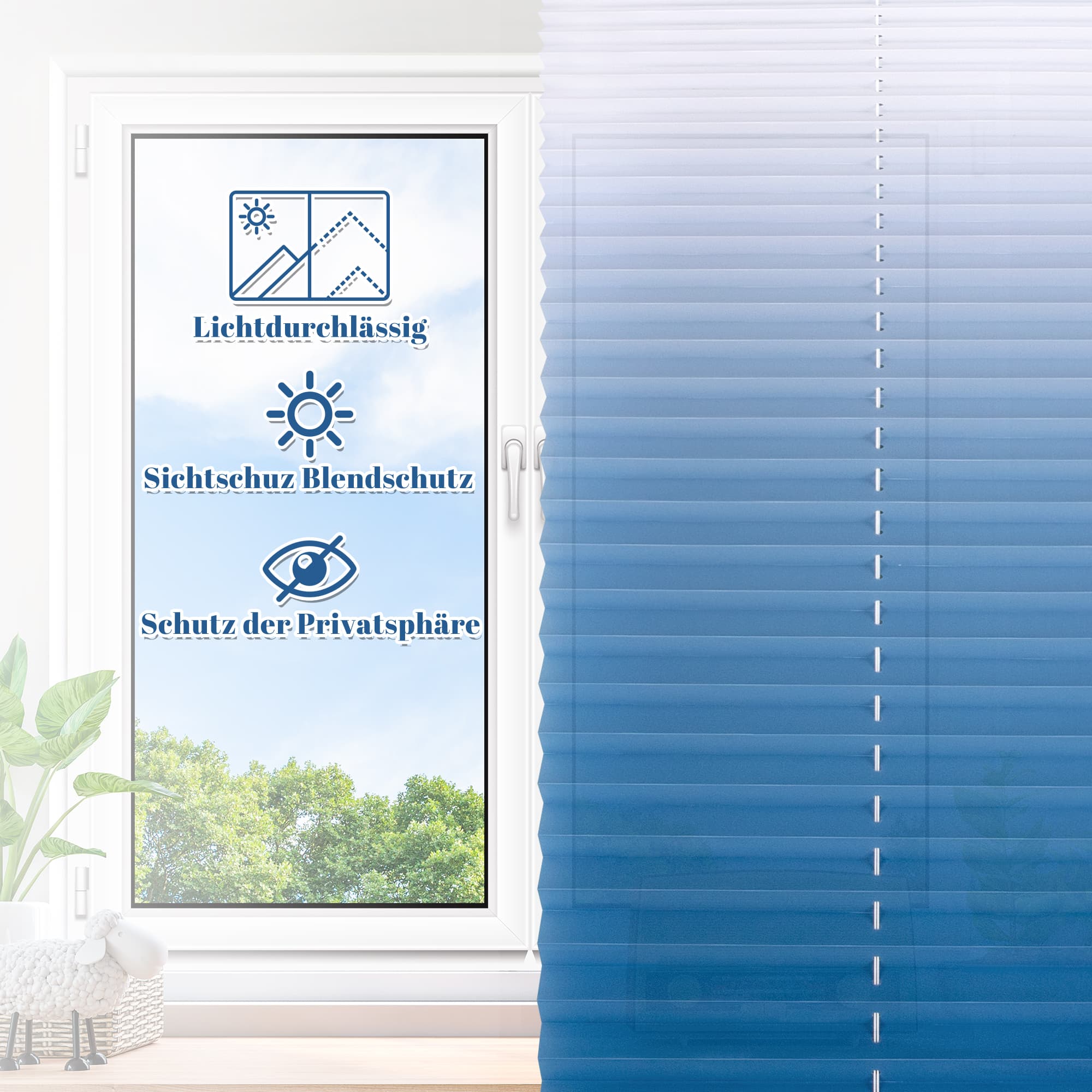 Plissee Klemmfix Faltrollo ohne Bohren | Lichtdurchlässig Sichtschutz | Viele Farben zur Auswahl