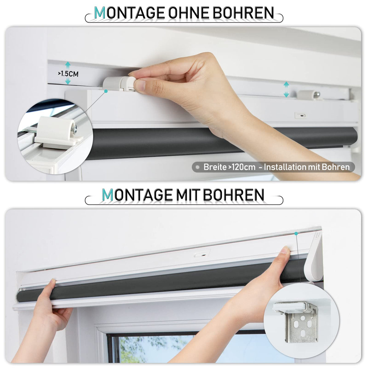 Elektrisches Akku-Rollo M130 nach Maß – lichtdurchlässig oder verdunkelnd