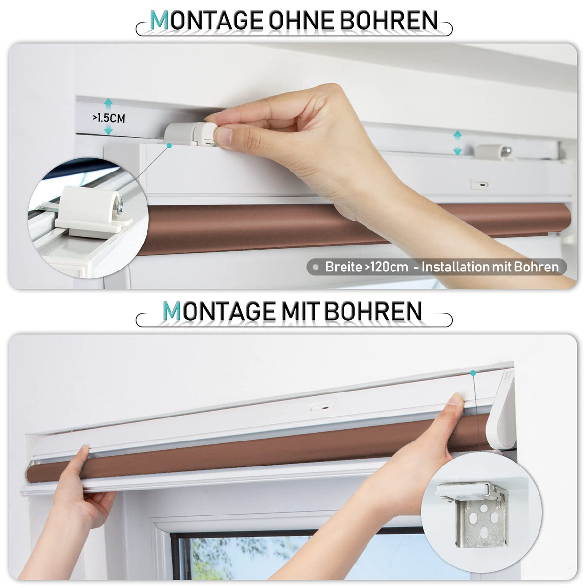 Elektrisches Akku-Rollo M130 nach Maß – lichtdurchlässig oder verdunkelnd