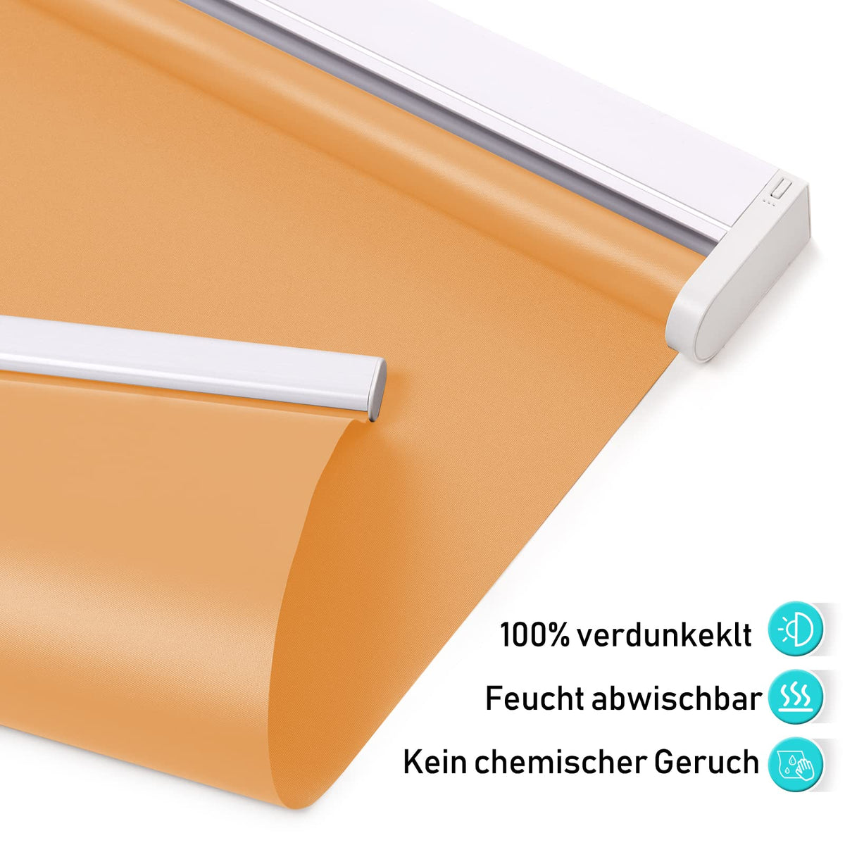 Elektrisches Akku-Rollo M130 nach Maß – lichtdurchlässig oder verdunkelnd