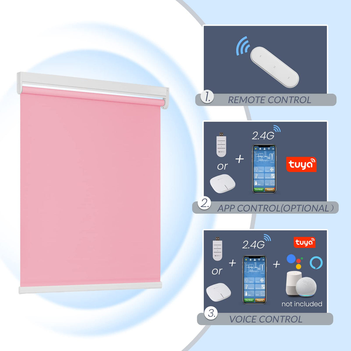 Elektrisches Rollo M100 nach Maß – lichtdurchlässig oder verdunkelnd