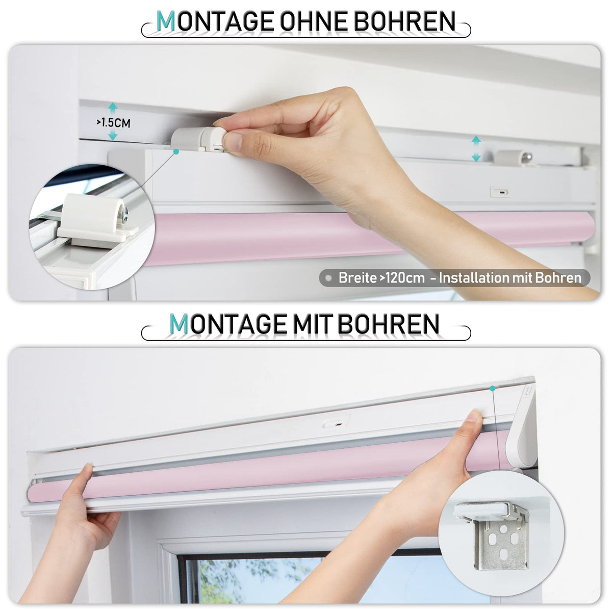 Elektrisches Akku-Rollo M130 nach Maß – lichtdurchlässig oder verdunkelnd